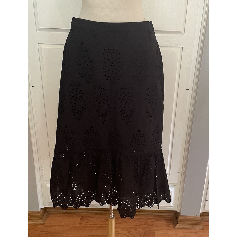 Find Brand Black Eyelet Women's Skirt Size 12 Cottage Coastal Cowgirl 100%cotton - Picture 5 of 11